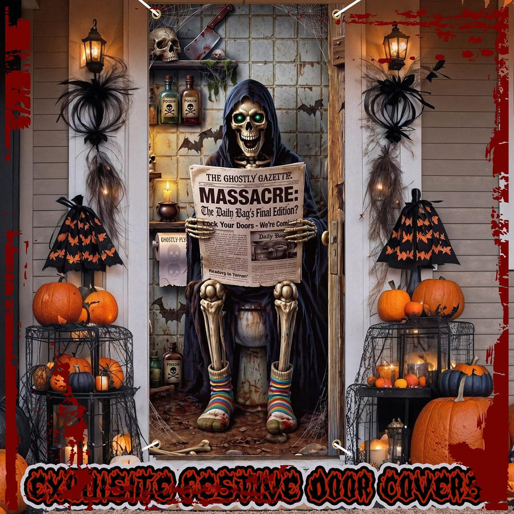Preboun 6 Pcs Halloween Door Cover, 35 x 78 Inch Hanging Banner