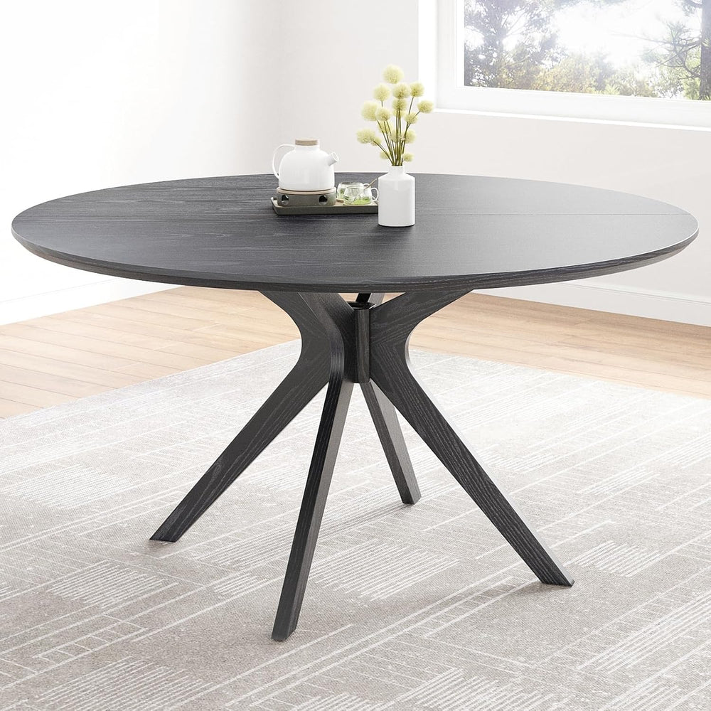 Soohow 47.2" Solid Wood Round Dining Table for 4-6 People with Intersect...
