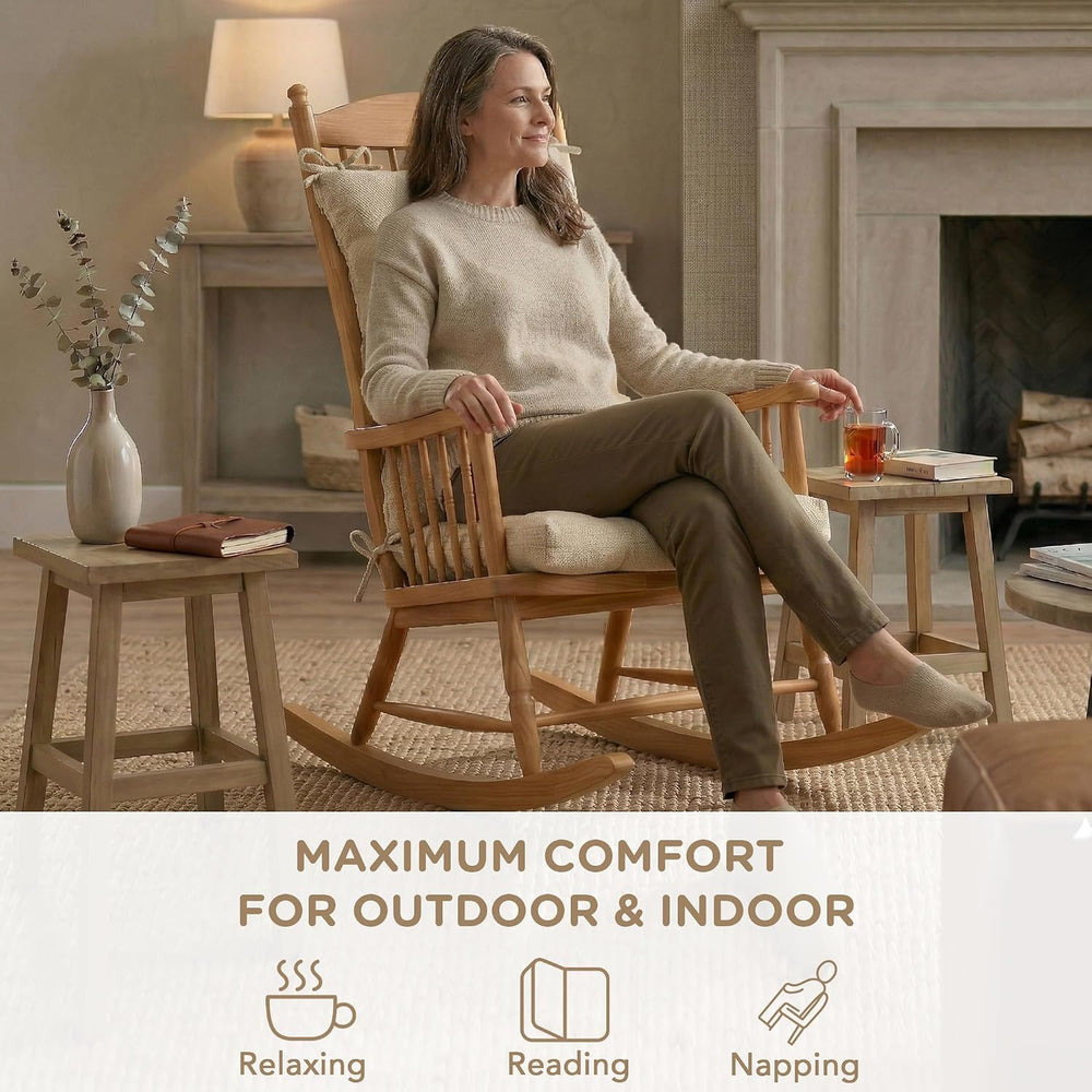 Codi Rocking Chair Cushions Indoor, Water-Resistant, Beige 1 Pack