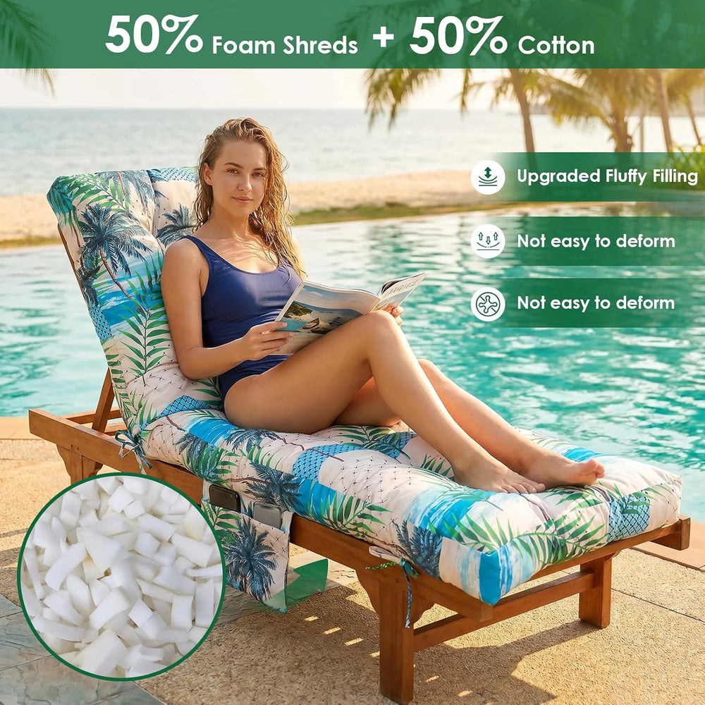 Yddsky Outdoor Chaise Lounge Chair Cushion,72"x22"x4" Lounge C...