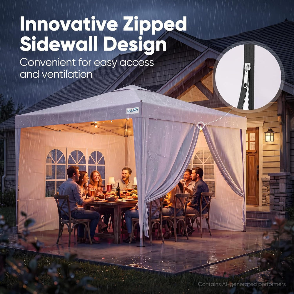 Quictent 10x10 Pop Up Canopy Tent with 3 Sidewalls