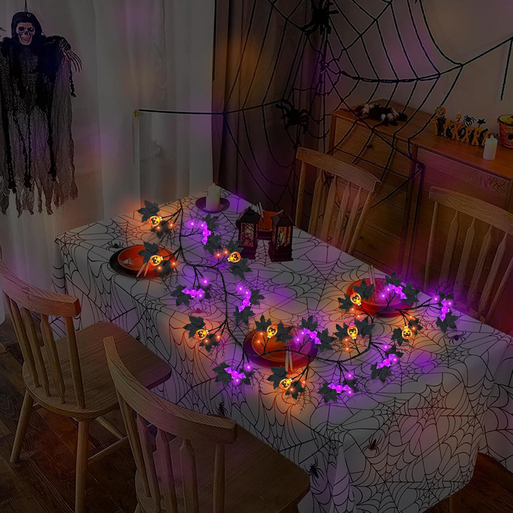 9FT 72 LED Halloween Willow Vine Twig Decor Black Halloween Garland with Pump...