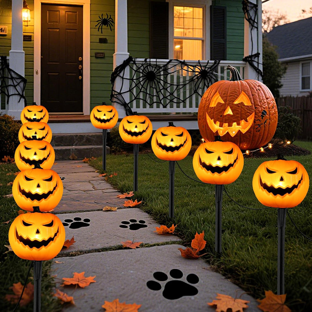 10.5FT Halloween Pumpkin Pathway Lights, 5PK LED Pumpkin Light Decor