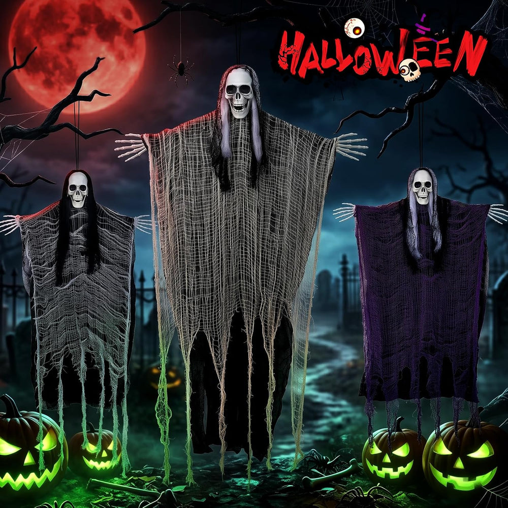 3 Pack Halloween Hanging Skeleton Decorations Outdoor Indoor Yard