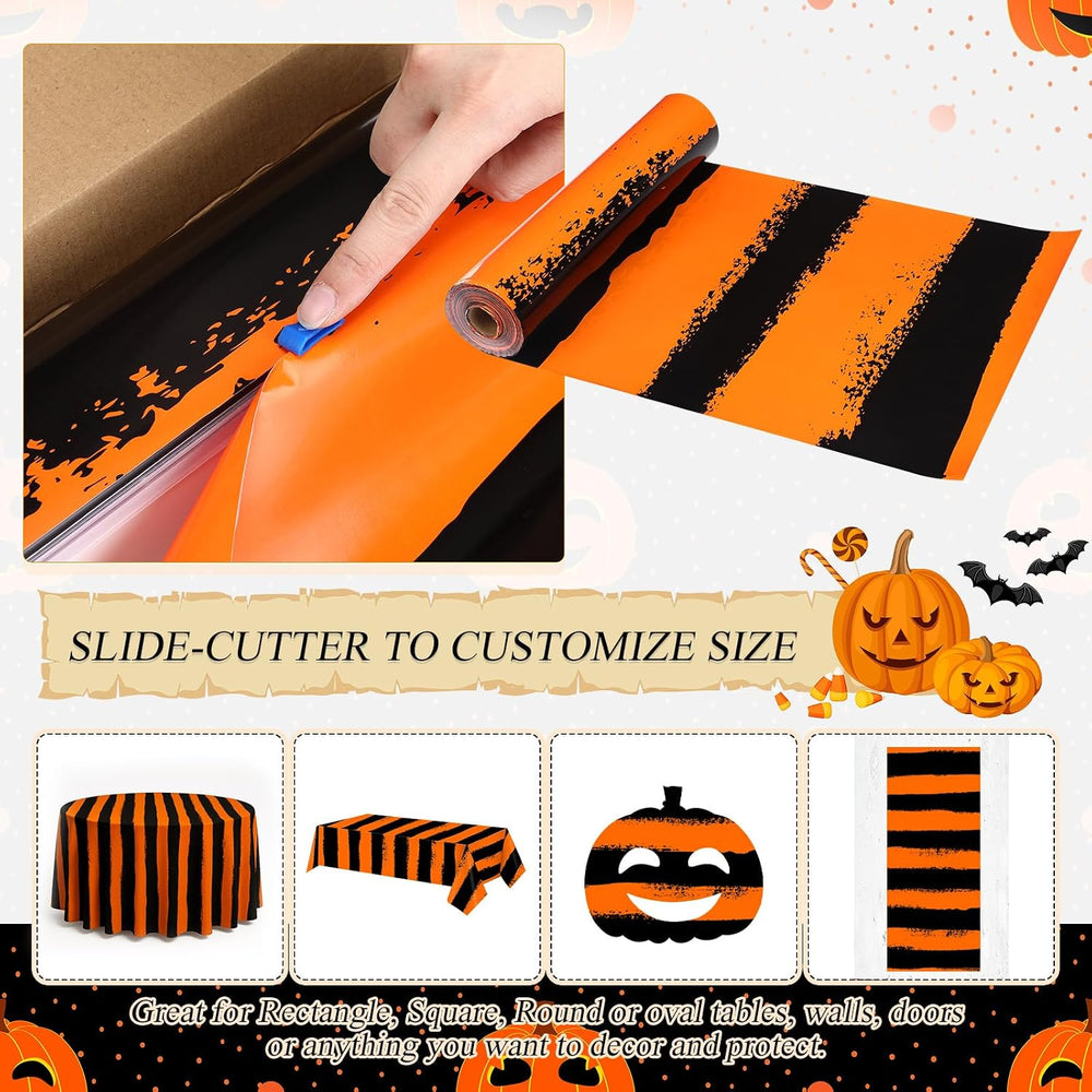 Tudomro 54 Inch x 100 ft Halloween Tablecloth Roll with Cutter Box