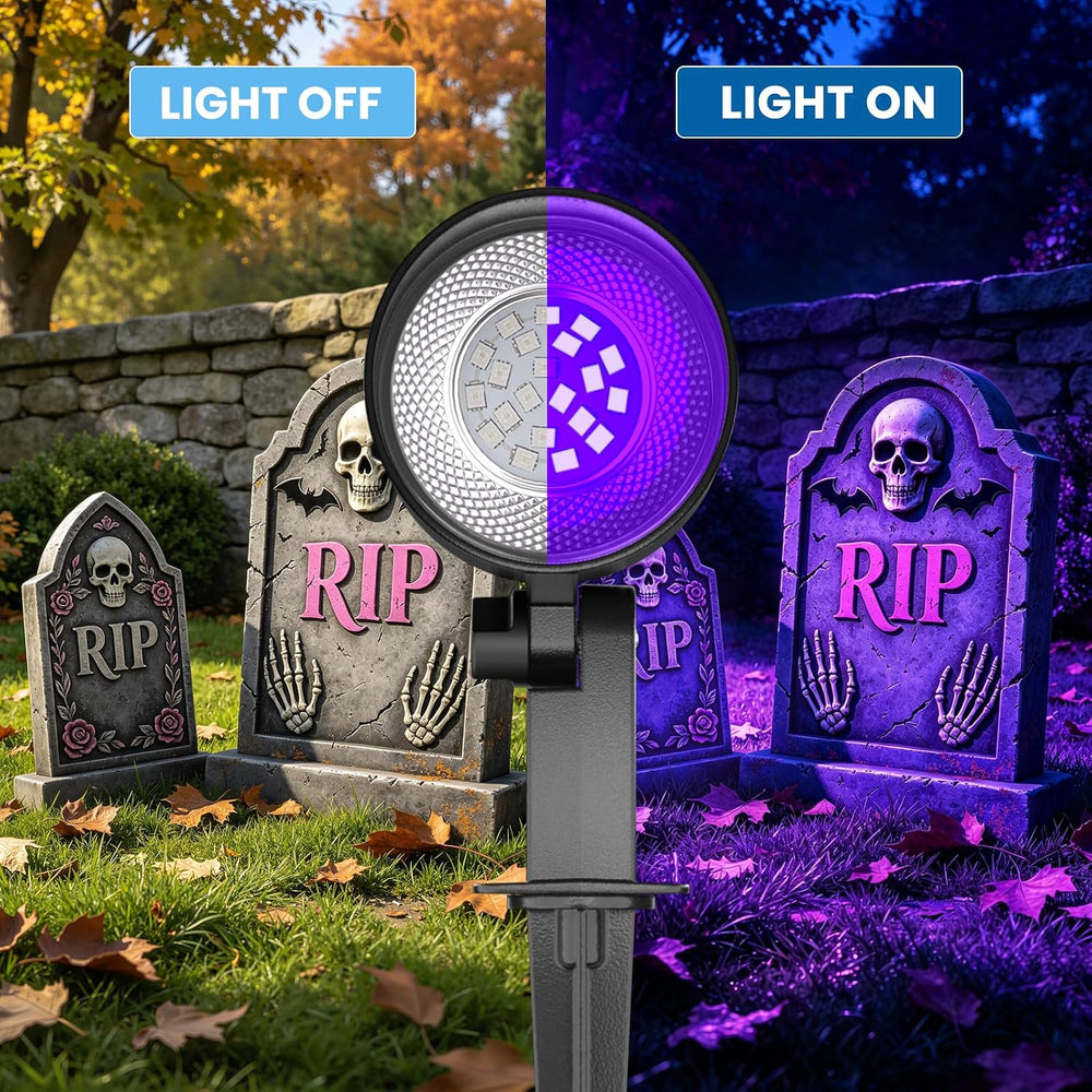 ZZXX 20W Halloween Black Light Spotlight Outdoor,IP66 Plug-in Light, 2Pack