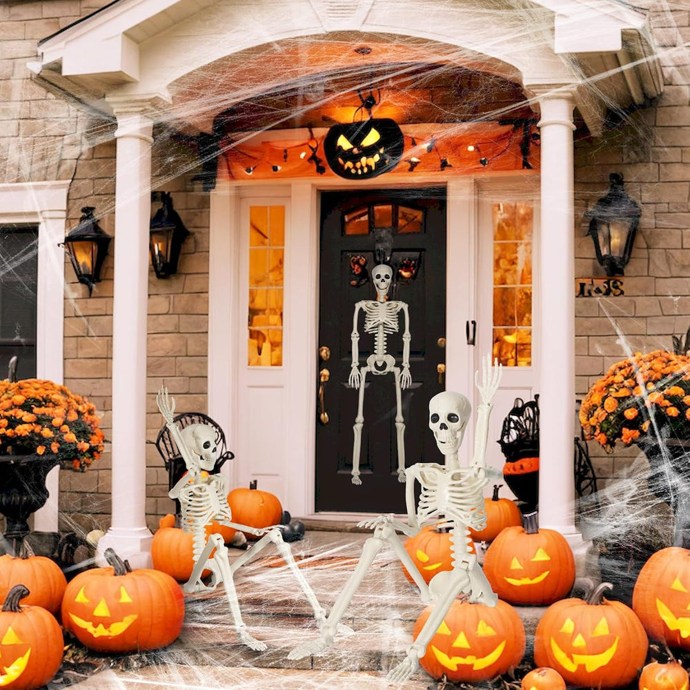 2 Pack 36" Skeleton Halloween Decorations,3Ft Plastic Posable Skeleton w...