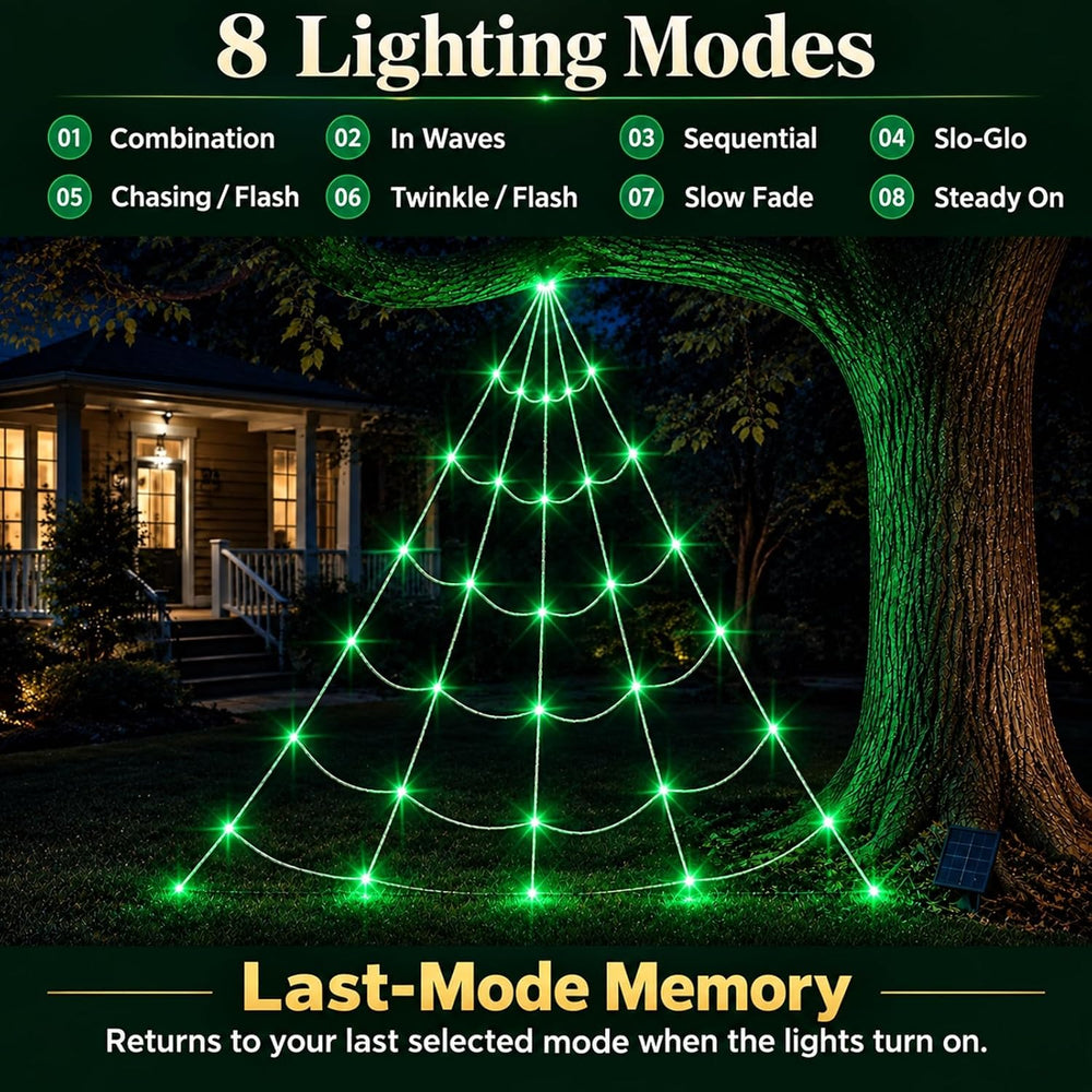 Outdoor Solar Powered Halloween Decorations Spider Web Lights