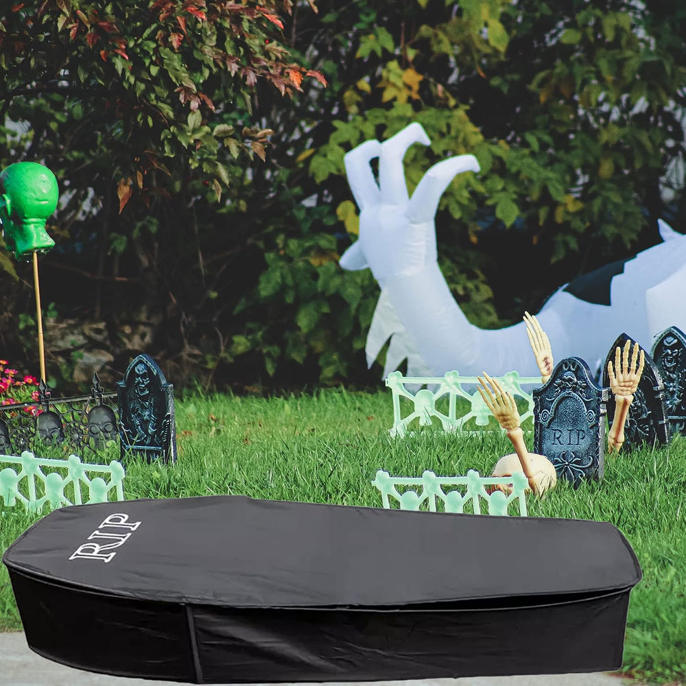 Halloween Pop Up Coffin with Lid, 60 inch Coffin Prop life size Collapsible, ...