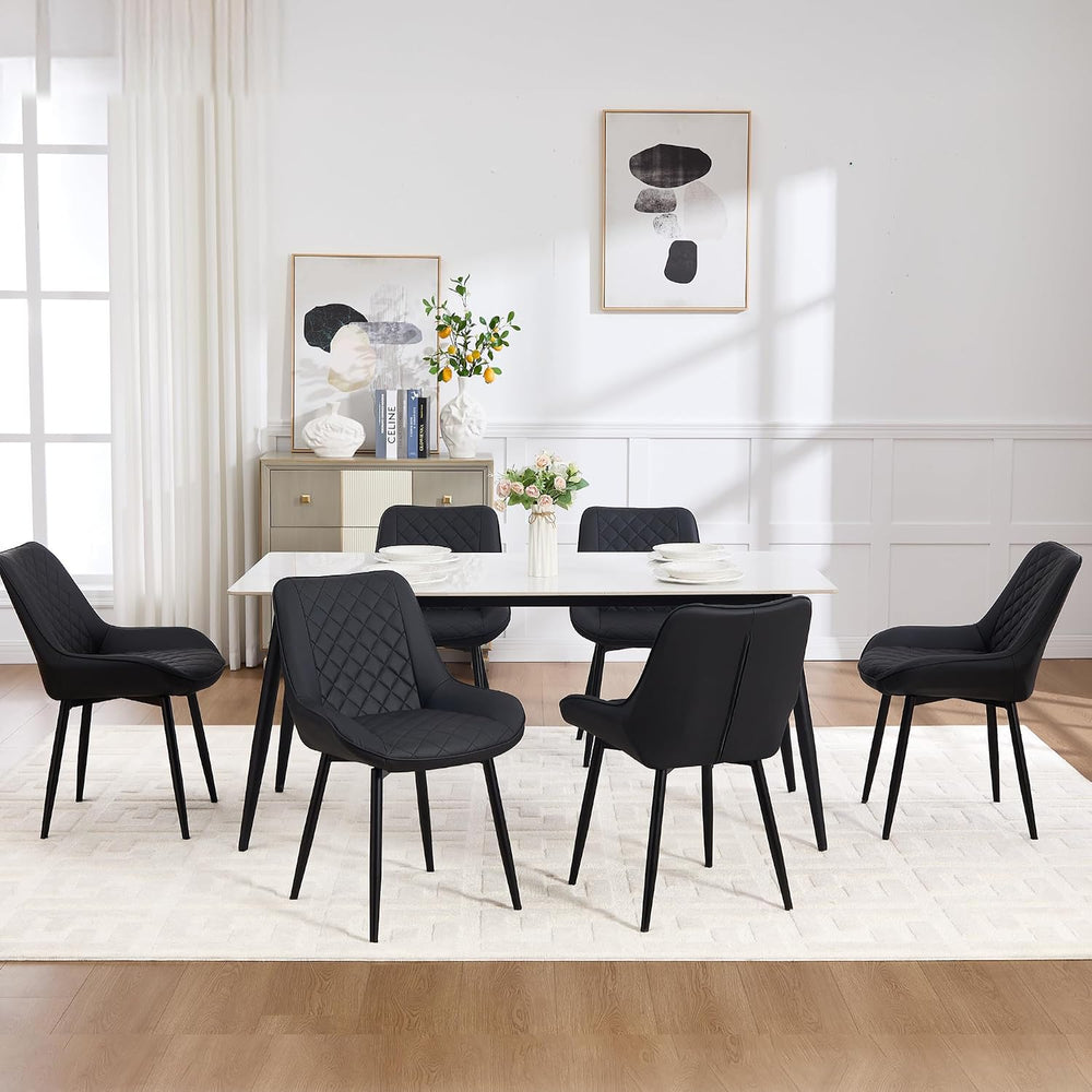 Dining Chair Set of 2, Modern Dining Chairs with Thick Cushions, Faux Leather...