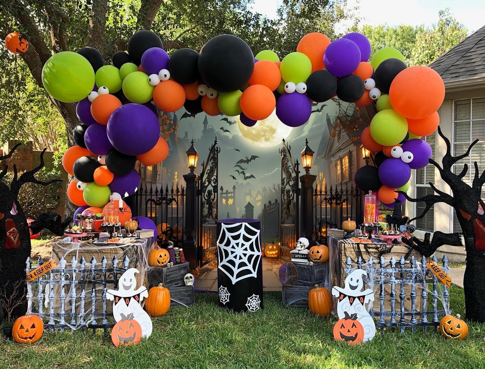 10x8ft Halloween Backdrop for Halloween Party Decorations Scary Full Moon Nig...