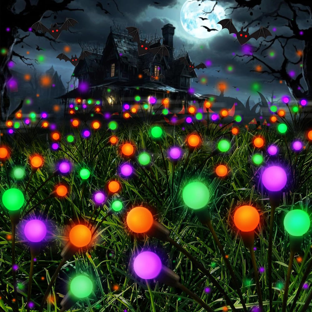 Halloween Solar Lights Outdoor, 6 Pack Firefly Lights Halloween Decorations