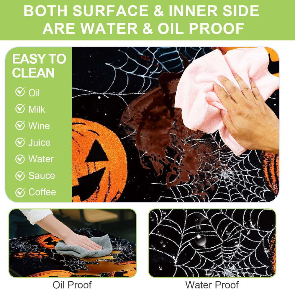 ANNA QUEEN Halloween Pumpkin 6FT Picnic Table Cover Set, Spooky 3PCS 72"...