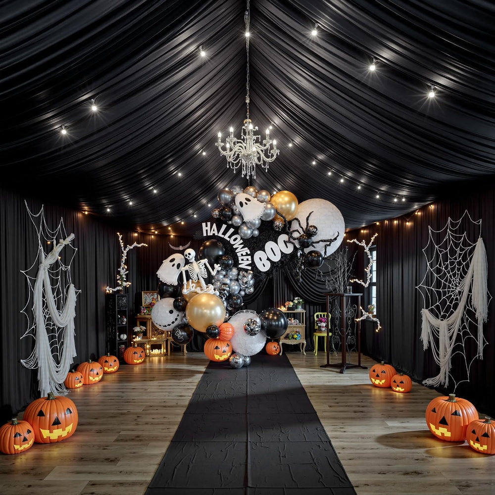 20ftx40ft Black Ceiling Curtain for Halloween Parties