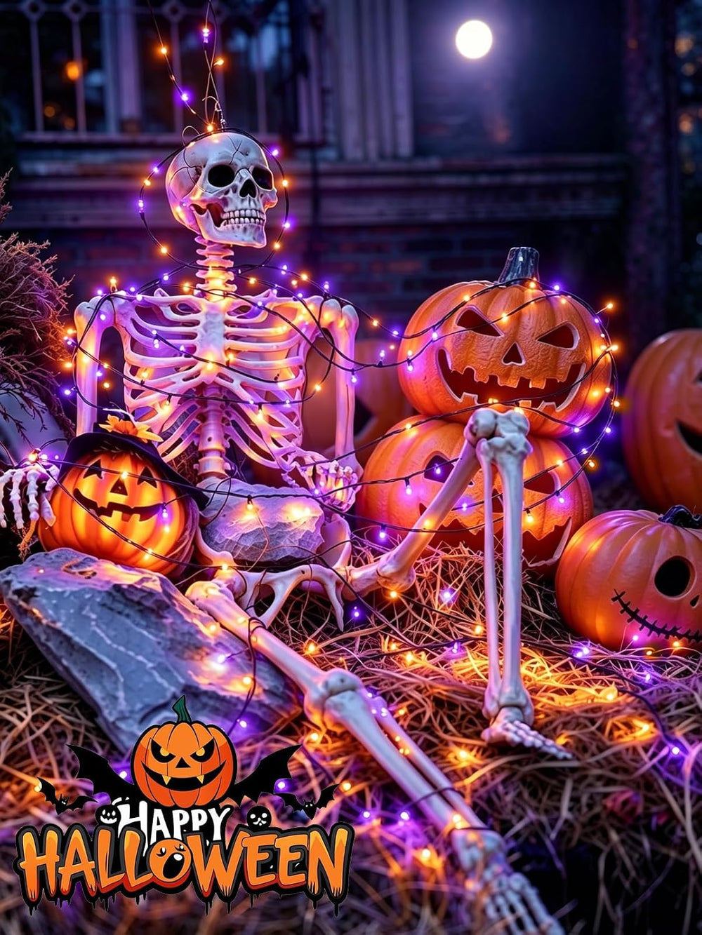 Solar Halloween Lights 4 Pack 152FT 400 LED String Lights Purple and Orange