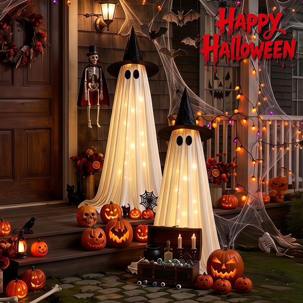 Halloween Decorations 2 PCS Lighted Ghost, 63" for Indoor Outdoor Party