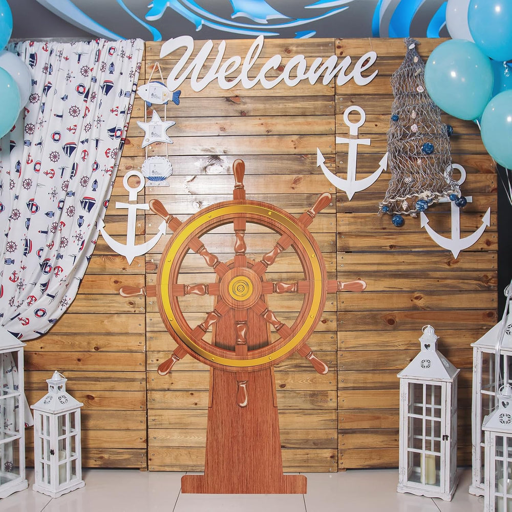 4 Feet Ship Wheel Cardboard Cutout Standup Nautical Party Decoration Large Pi...