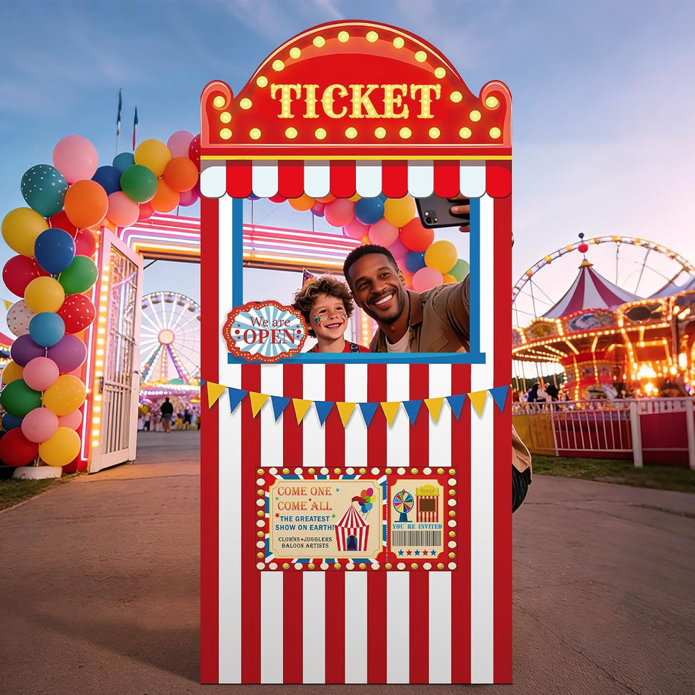 5.6Ft Carnival Ticket Booth Photo Prop Standup Halloween Decorations