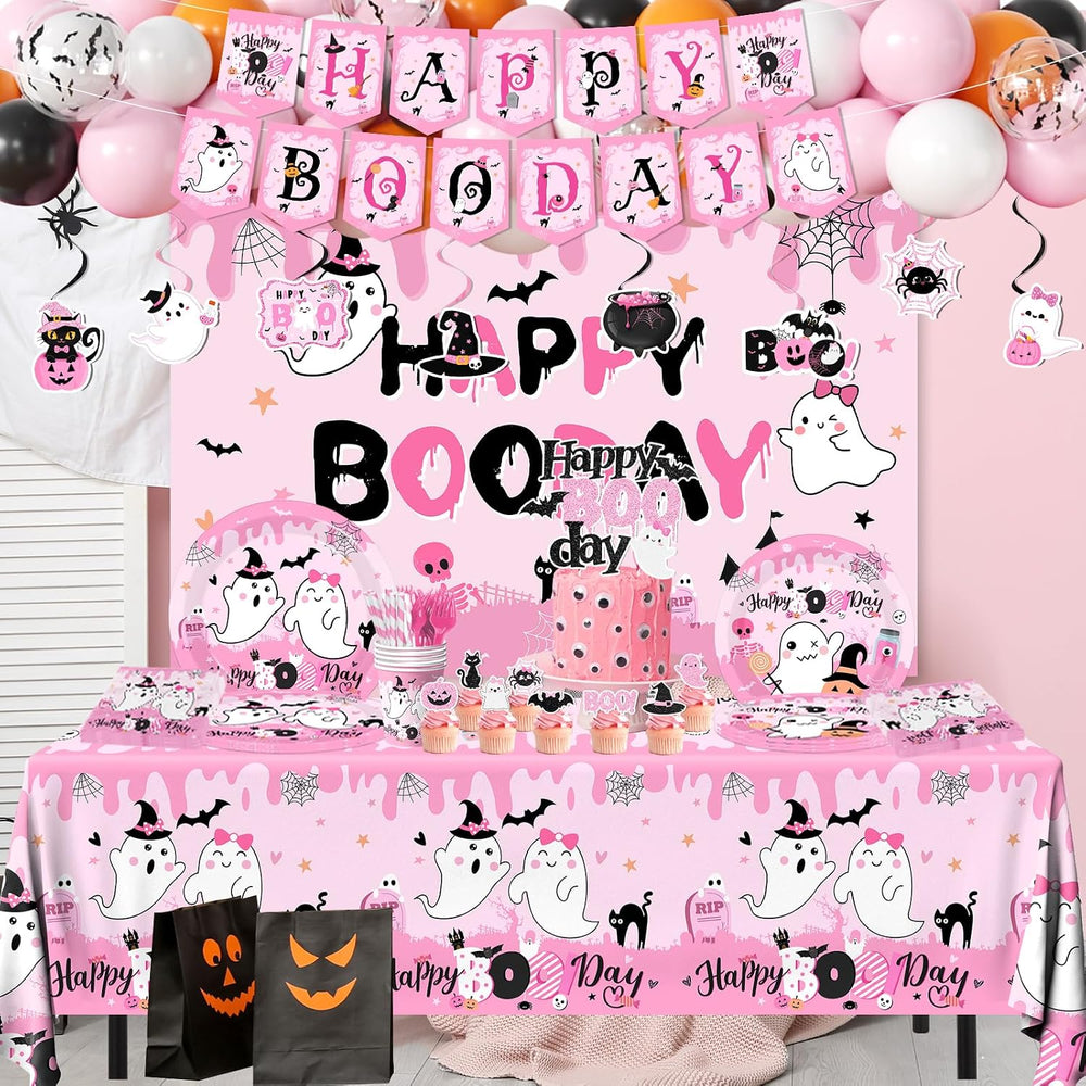 Halloween Birthday Party Decorations Serve 24, Pink Halloween Tableware