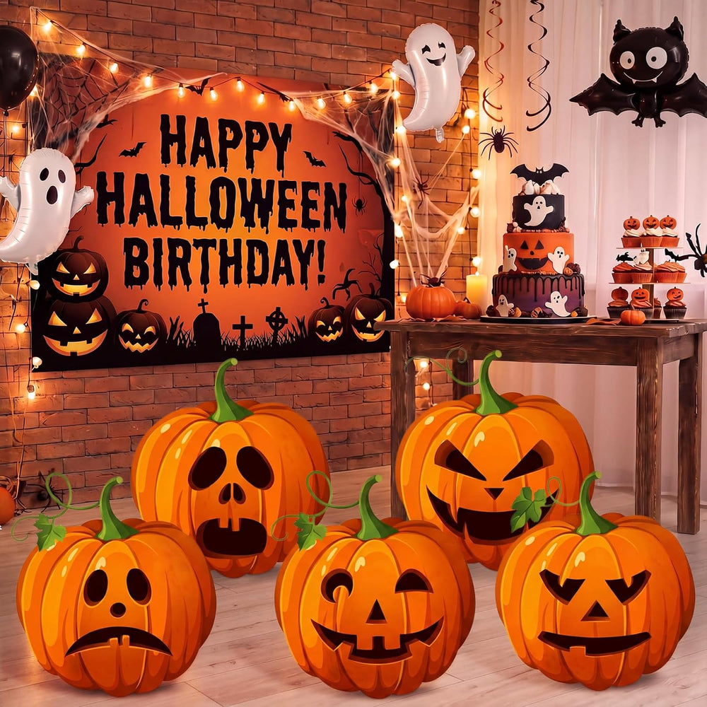 Capoda 5 Pcs Large Halloween Pumpkin Cardboard Cutouts Decor, 18.5 inch
