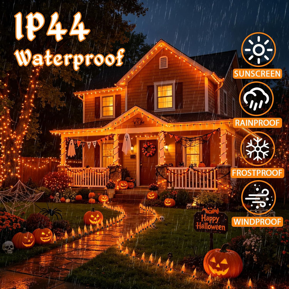 Halloween Lights 27.8 FT Flickering Flame String Lights with 25 Orange C18 Li...