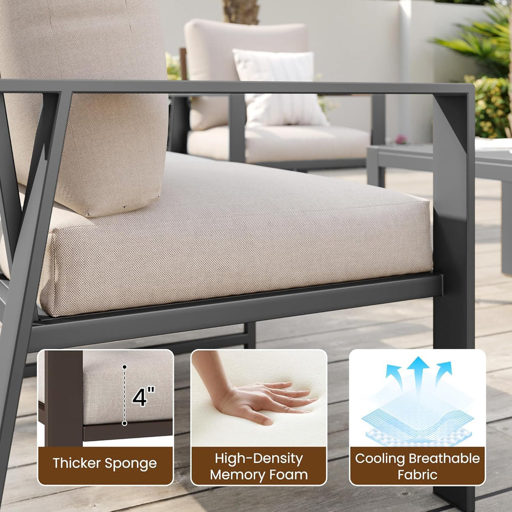 Aluminum Outdoor Furniture Loveseat with Thick Cushion Patio Love Seat Sofa