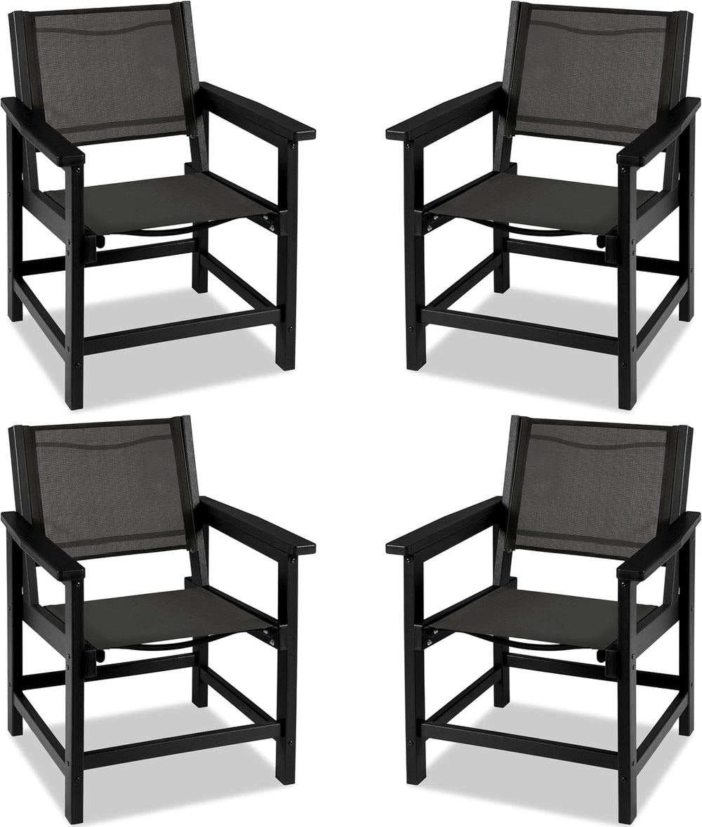 LZRS Dining Chairs,HDPE Outdoor Chairs Set of 4, All Wather Heavy Duty with C...