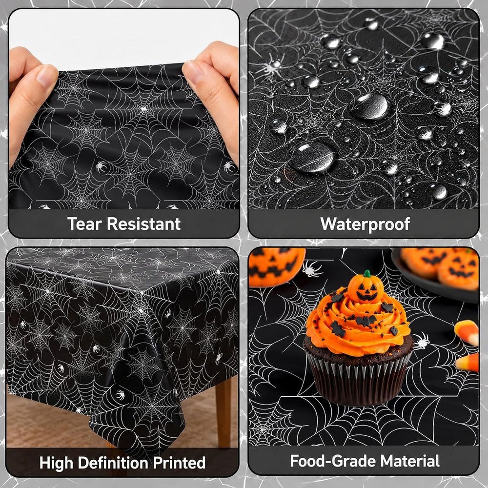 12 Pack Halloween Tablecloth, Spider Web Table Cloth