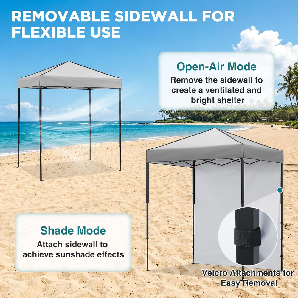 EAGLE PEAK 6x4 Instant Pop Up Canopy Tent with 1 Sidewall, Gray
