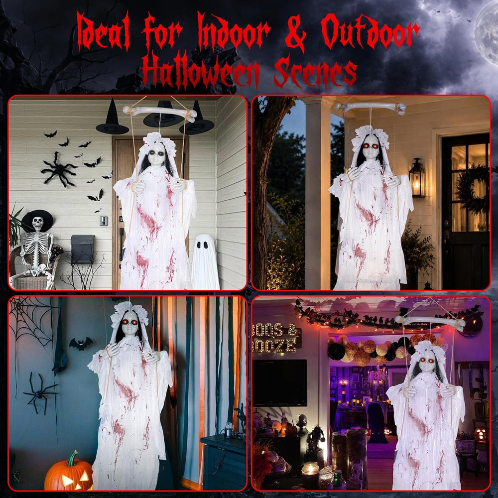 56" Halloween Swinging Ghost Girl Hanging Prop Indoor Outdoor Decorations