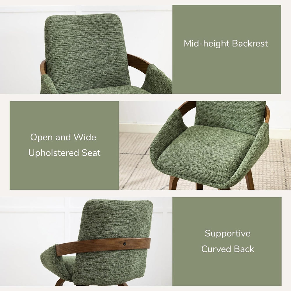 26" Swivel Counter Height Bar Stools Set of 3, Moss Green