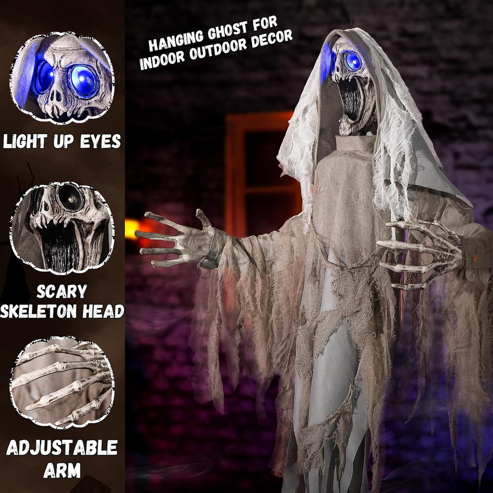 Halloween Animatronics Decorations Scary Hanging Ghost, 59'' Animated...