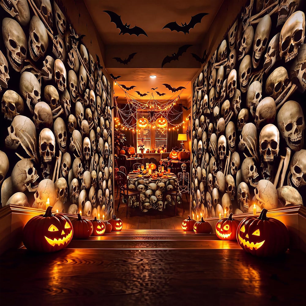 Kochorie 100 Ft x 54 Inch Halloween Graveyard Skeleton Tablecloth Roll with C...