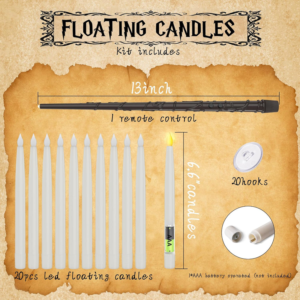 20PCS Floating Candles with Wand, Magic Hanging Candles, Flickering Warm Ligh...