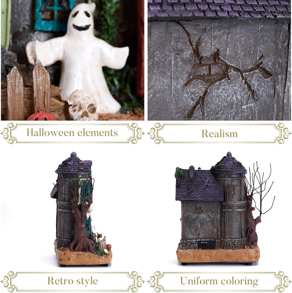 Valery Madelyn Halloween Decorations, Lighted Halloween Village Houses with M...