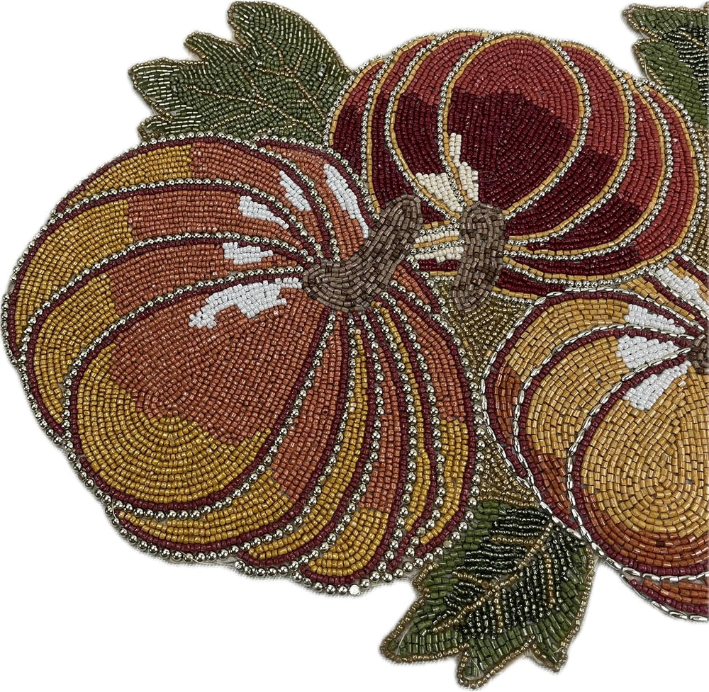 Thanksgiving Pumpkin Beaded Table Runner for Fall - Luxury Thanksgiving Decor...
