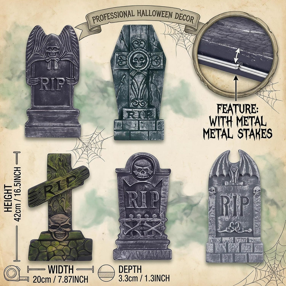 Kendane Halloween Decorations Outdoor RIP 5PACK Tombstone Yard Stakes