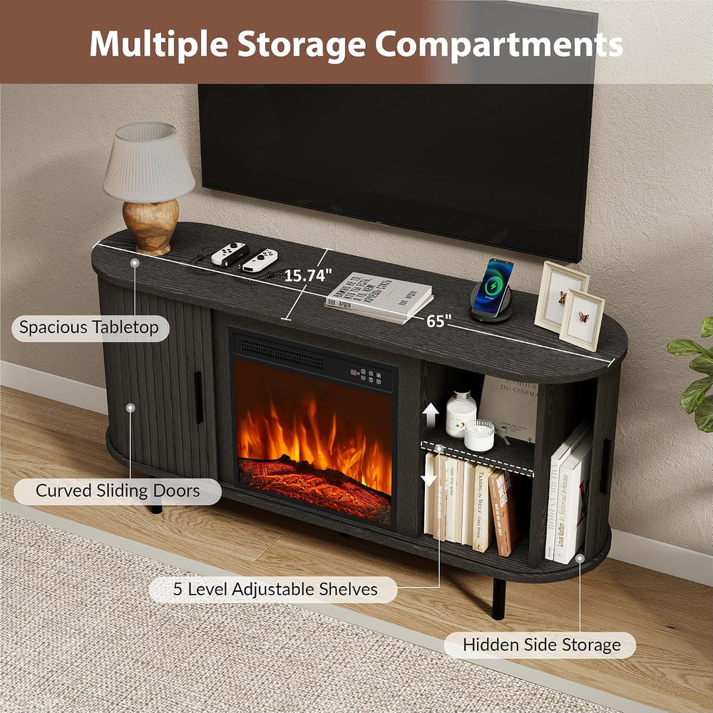 55" Fireplace TV Stand Electric Entertainment Center for TV Up to 65&quo...