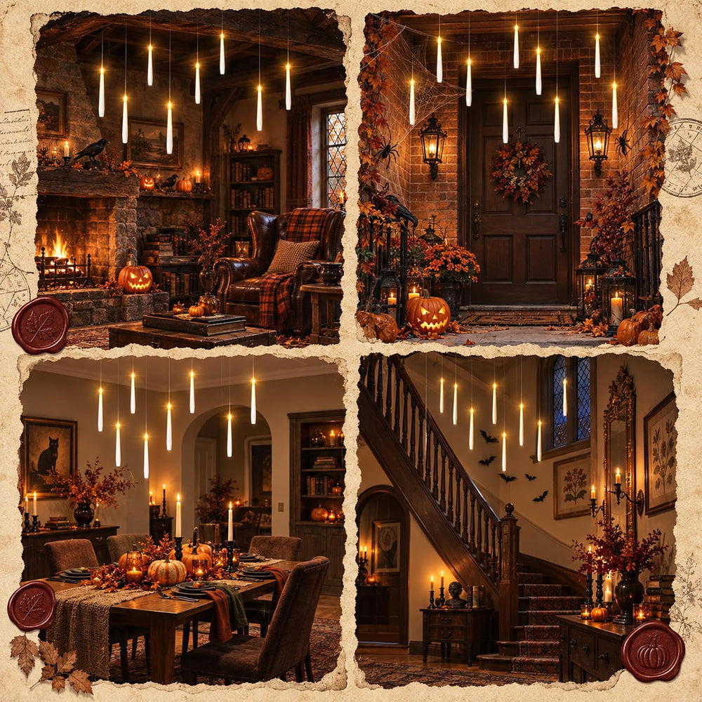 LUSHARBOR Floating Candles with Wand, Halloween Magic Flameless Candles