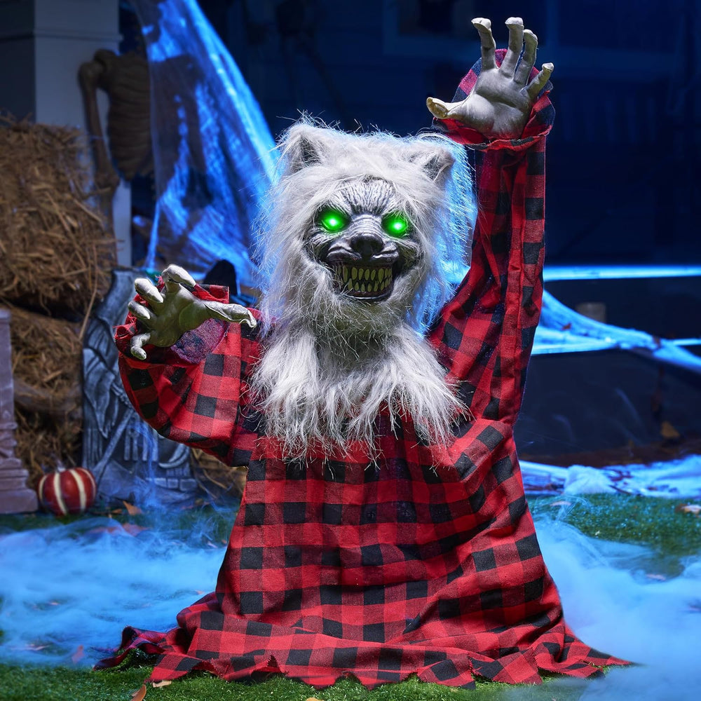 JOYIN Halloween Outdoor Decorations Animated, Animatronics Werewolf Groundbre...