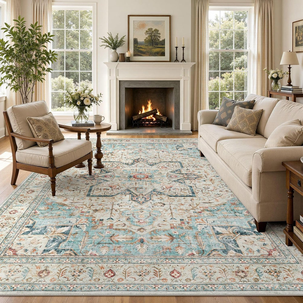 Tortania Area Rug 9x12 Living Room Rug Washable Soft Multi