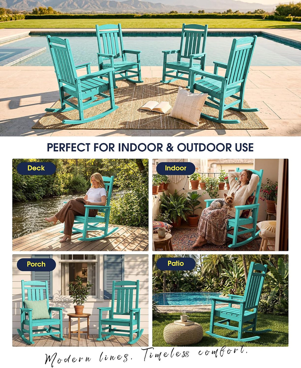 KINGYES Oversized Outdoor Rocking Chair for Adults, Porch Rockers, Aruba