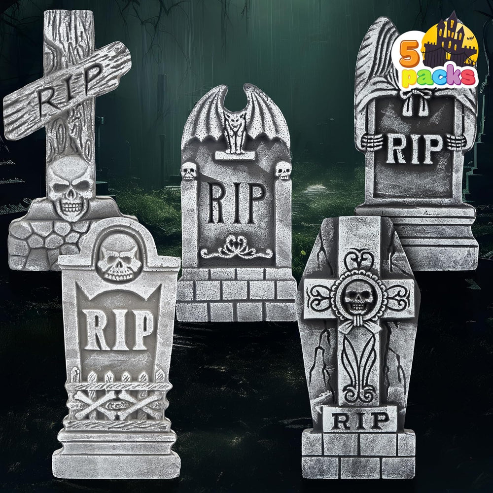 JOYIN 17” Halloween Foam RIP Graveyard Tombstones (5 Pack), Halloween Tombsto...