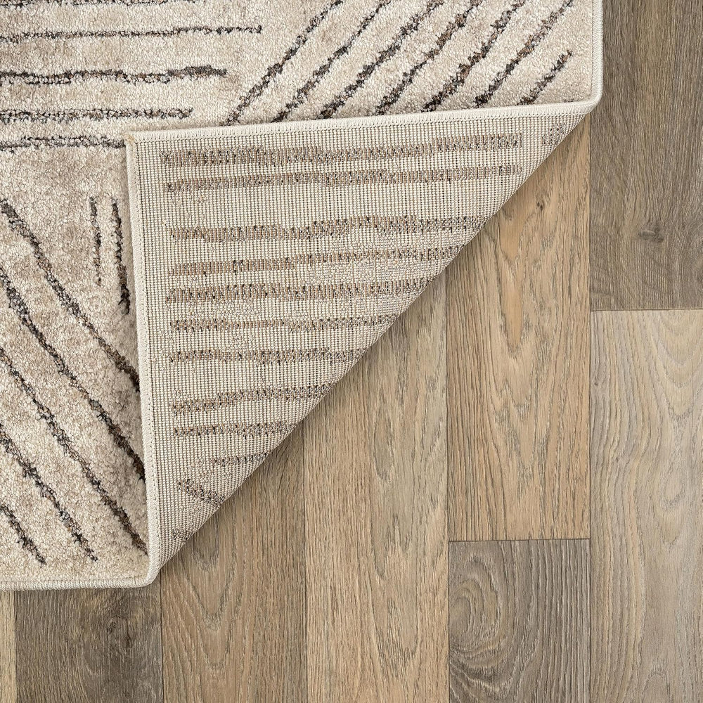 Rugshop Modern High-Low Patchwork Geometric Area Rug Indoor Cream 4' x 6&...