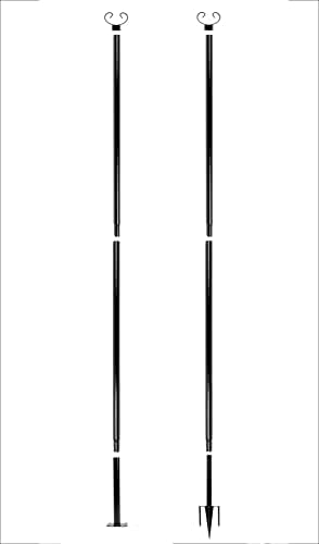 String Light Poles - 9ft Outdoor Metal Poles with Hooks for Hanging String Lights, Suitable for Garden, Backyard, Patio, Wedding and Party, Black (2 Pack)