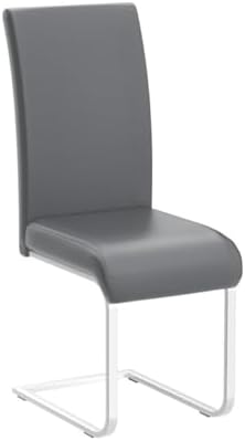 Yaheetech Dining Chairs Set of 4 High Back Modern Kitchen Chairs Light Gray