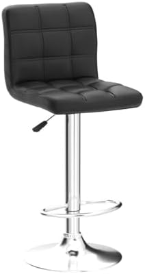 SUPER DEAL Set of 2 Bar Stools for Kitchen, Modern PU Leather Swivel Adjustable Counter Height Swivel Stool with Square Back (2, Black)