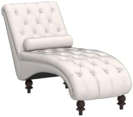 Button-Tufted Chaise Lounge Indoor, Velvet Chaise Lounge Chair with Legs & Toss Pillow, Armless Rolled Backrest Leisure Sofa Recliner for Living Room Bedroom (Begie)