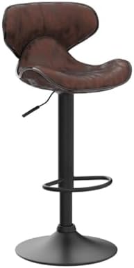 Roundhill Furniture Masaccio Weathered Brown Upholstery Airlift Adjustable Swivel Barstool with Chrome Base, Set of 2