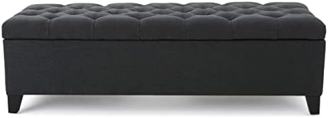 Christopher Knight Home Ottilie Fabric Storage Ottoman, Dark Grey Dimensions: 17.50”D x 51.00”W x 17.00”H